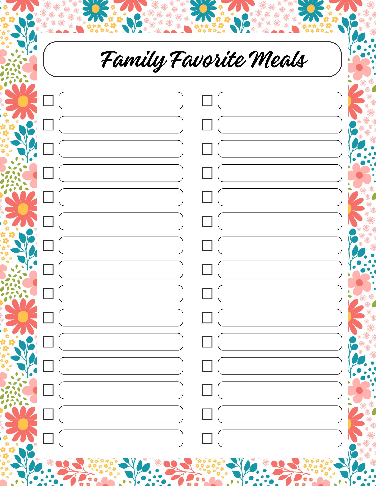 , 30 Family Dinner Ideas with Recipes and Grocery Lists (Floral Edition), Joyful Homemaking