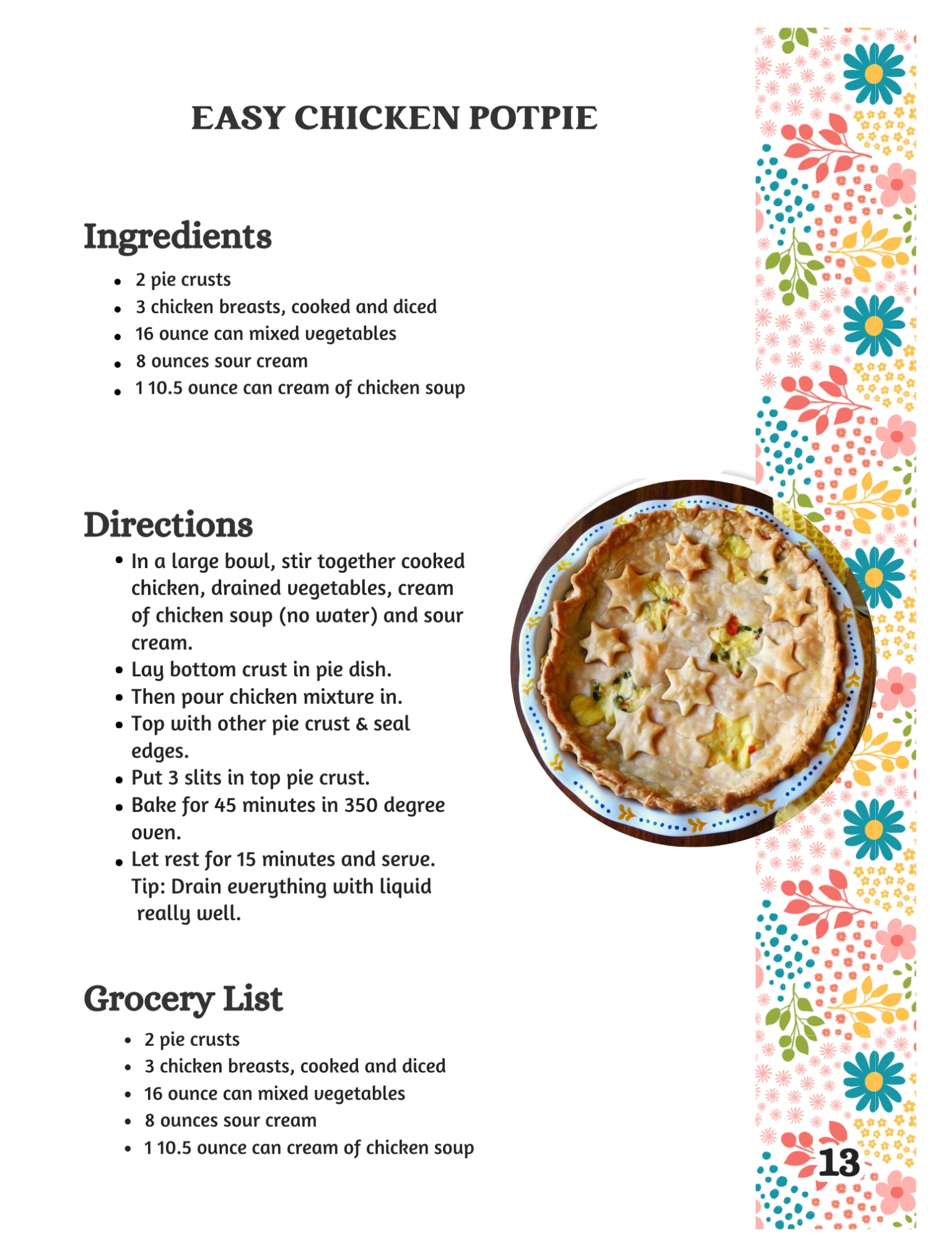 , 30 Family Dinner Ideas with Recipes and Grocery Lists (Floral Edition), Joyful Homemaking