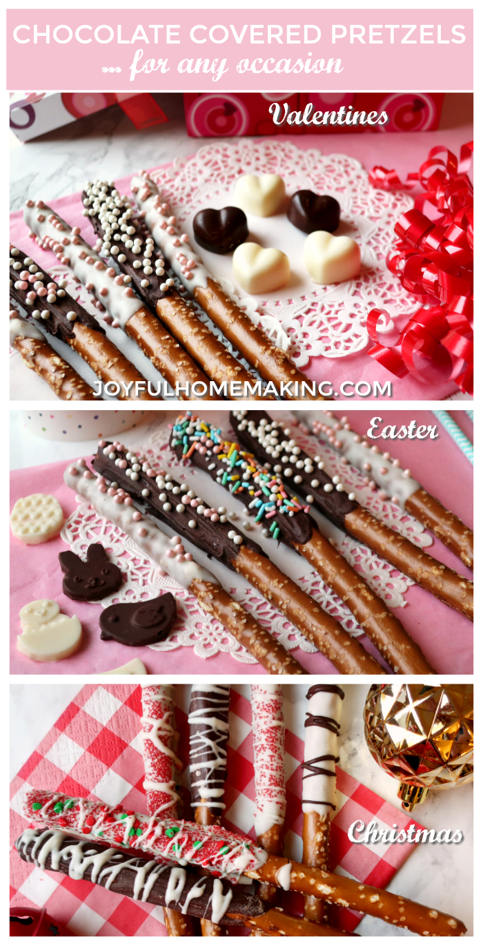 chocolate covered pretzels, Chocolate Dipped Pretzels, Joyful Homemaking