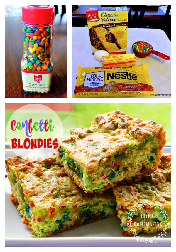 confetti blondies, Cake Mix Confetti Blondies, Joyful Homemaking