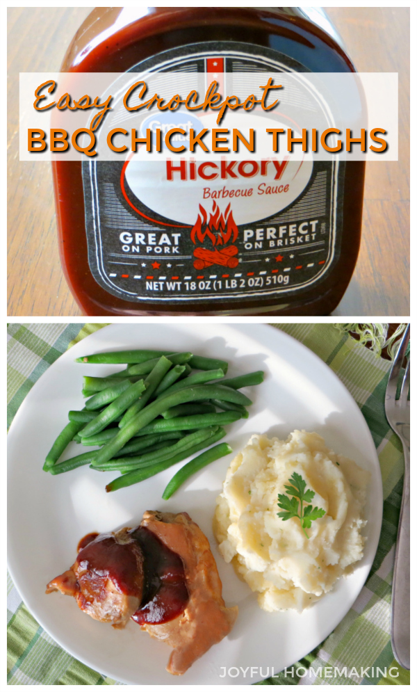 , Crockpot BBQ Chicken Thighs, Joyful Homemaking