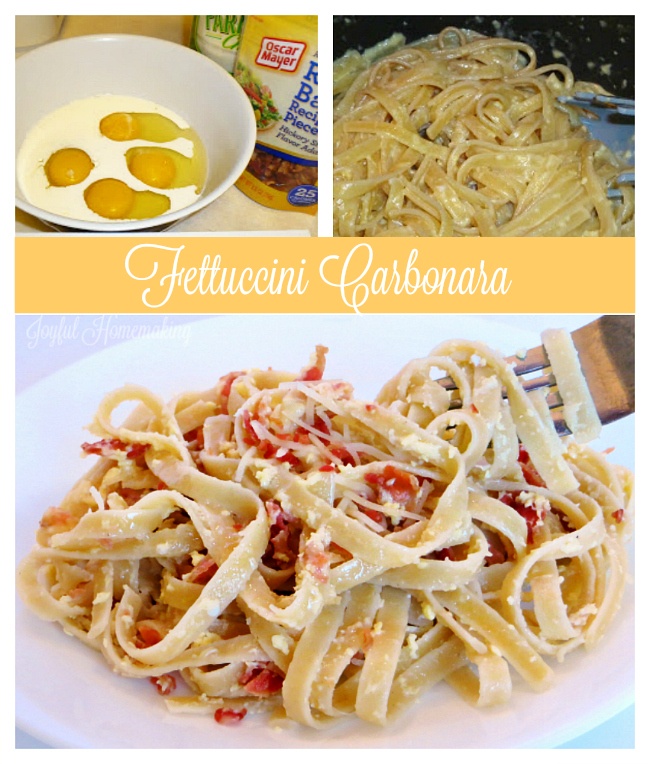 fettuccini carbonara, Fettuccini Carbonara, Joyful Homemaking