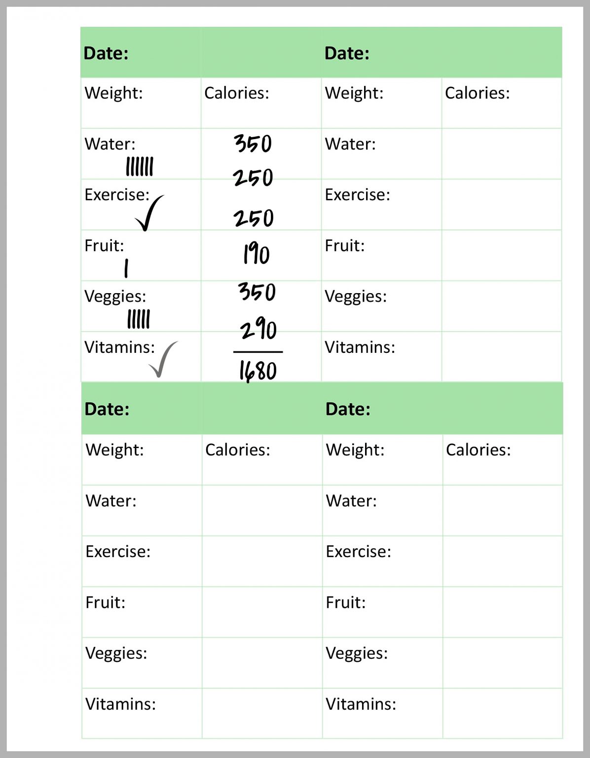 Free Printable Calorie Counter &amp; Fitness Tracker – Joyful Homemaking