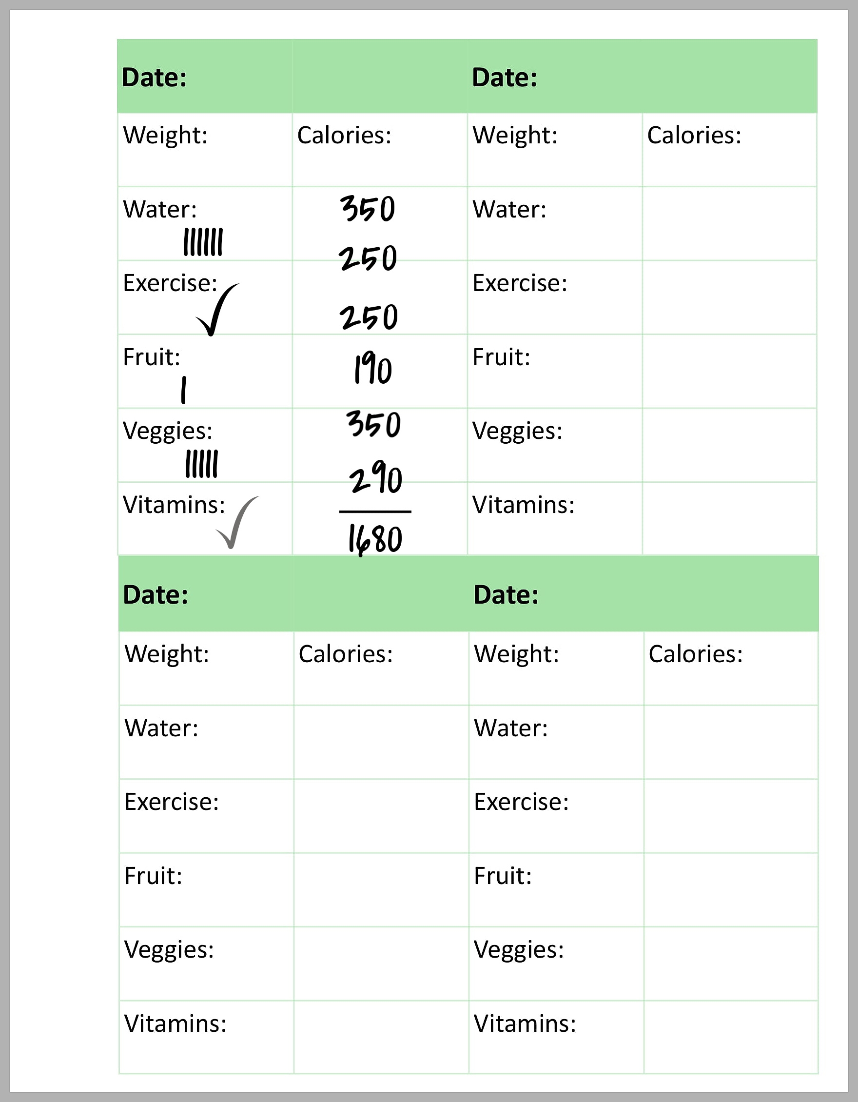 Free Printable Calorie Counter &amp; Fitness Tracker – Joyful Homemaking