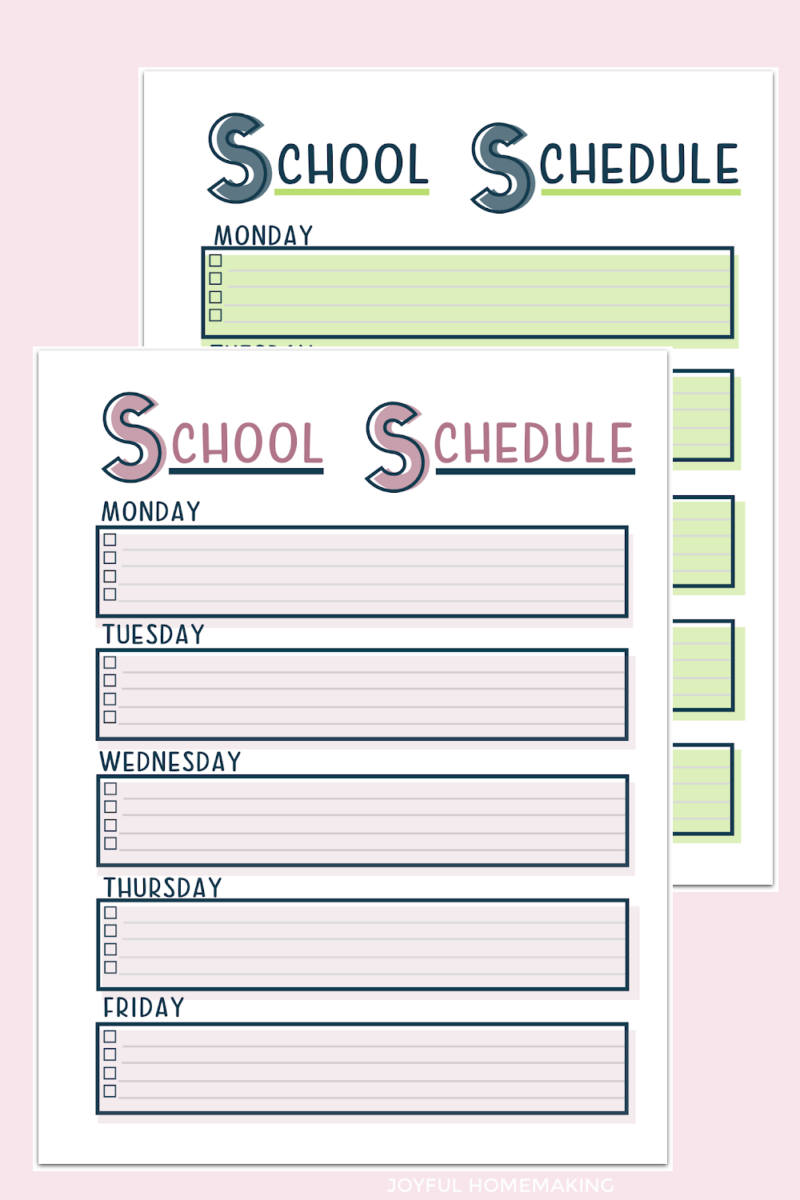 Free School Schedule Printables – Joyful Homemaking