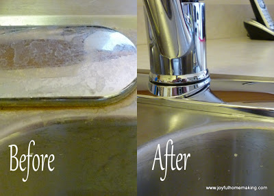 vingear cleans mineral deposits sink, Vinegar as a Mineral Deposit Sink Cleanser, Joyful Homemaking