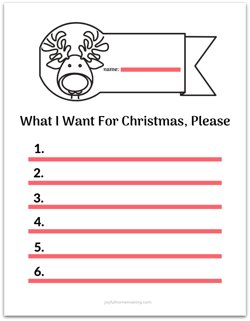 , What I Want For Christmas Printable, Joyful Homemaking