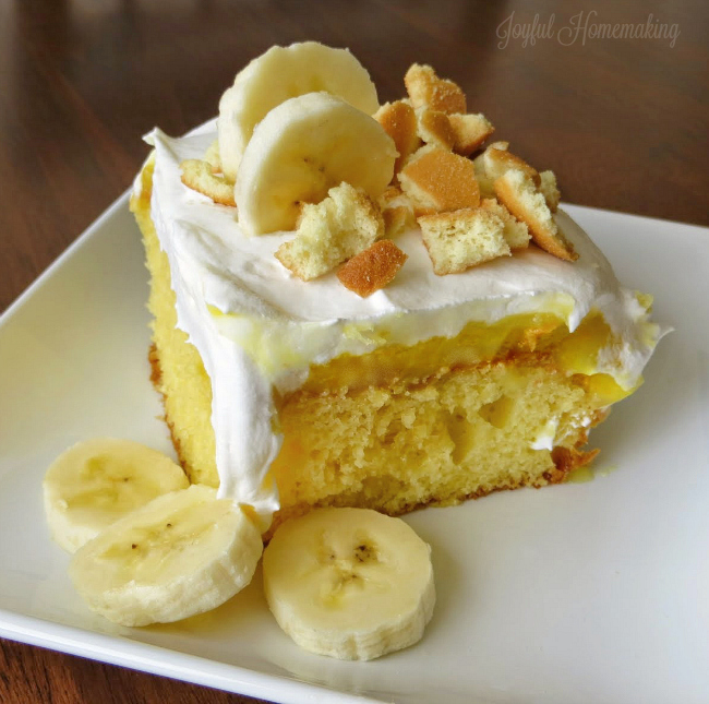 Banana Pudding Poke Cake, Banana Pudding Poke Cake, Joyful Homemaking