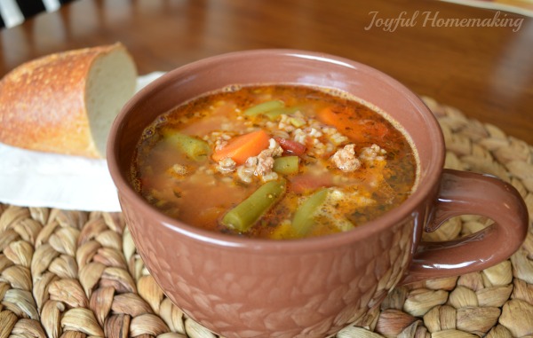 crockpot beef, vegetable & rice soup, Crock Pot Beef Vegetable and Rice Soup, Joyful Homemaking