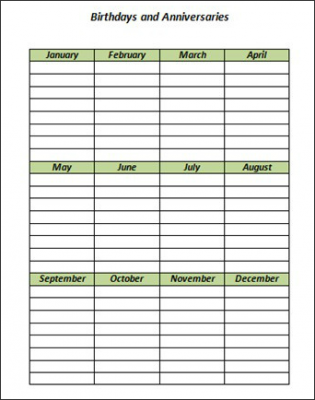 Birthdays and Anniversary Printable – Joyful Homemaking