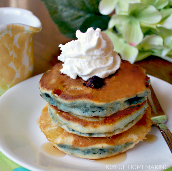 , Easy Fluffy Blueberry Pancakes, Joyful Homemaking