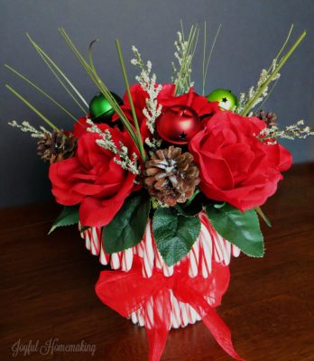 Beautiful Candy Cane Vase Flower Arrangement – Joyful Homemaking