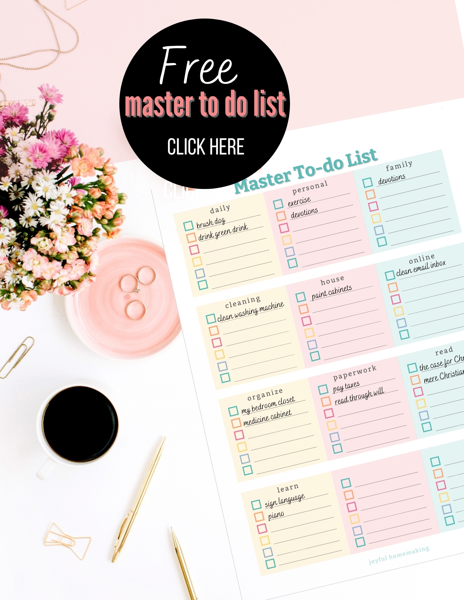 , Personalized Master To-do List, Joyful Homemaking
