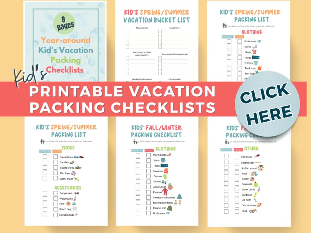 kids packing checklists
