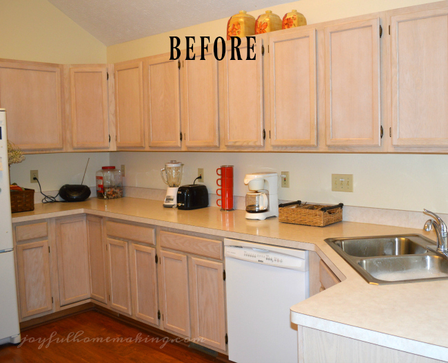 staining kitchen cabinets, Kitchen Cabinet Redo, Joyful Homemaking