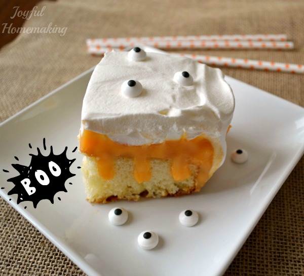 Halloween Cake, TruMoo Orange Scream Poke Cake, Joyful Homemaking