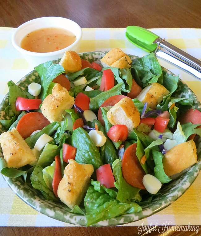 Pizza Bread Salad, Pizza Bread Salad, Joyful Homemaking