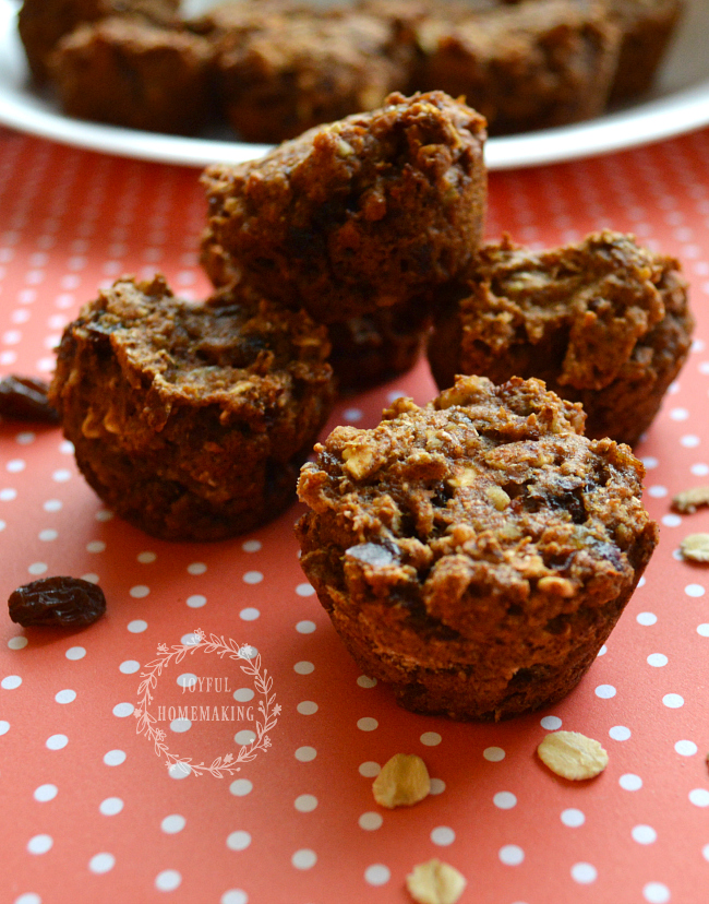 vegan muffins, Vegan Raisin Date Pecan Mini Muffins, Joyful Homemaking