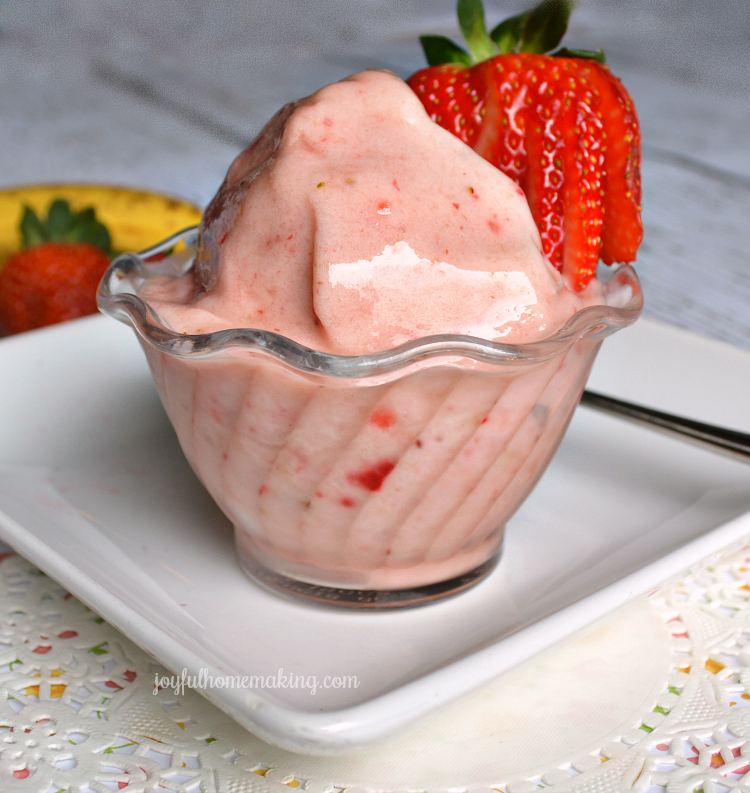 frozen fruit strawberry banana ice cream, Strawberry Banana &#8220;Ice Cream&#8221;, Joyful Homemaking
